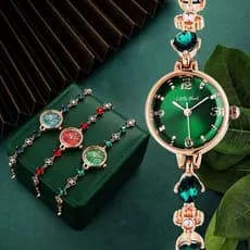 Novo estilo esmeralda à prova dwaterproof água senhoras relógio luz luxo nicho na moda senhoras relógio presente estudan