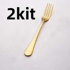 12 Pcs Talheres Individuais Garfo Inox Para Suplat Cozinha Dourado