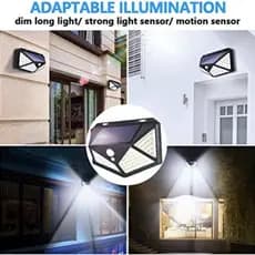 Luminária Solar 100 Led Com Sensor Jardim Prova D'água