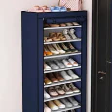 Armário Para Sapatos Azul Escuro Com Fecho De Zíper E Divisões Ideais De Bolso