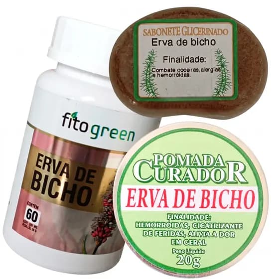 Alivio Hemorroidas Erva Bicho Kit Pomada Sabonete Capsulas Cicatrizante Fissuras