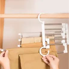 Cabides Retrátil Organizador Roupa Aço Inox Multifuncional 5 em 1 Calça Guarda Roupa