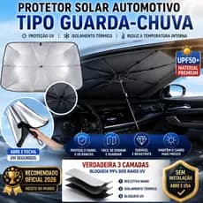 Guarda Sol Automotivo Tipo Guarda-Chuva Retrátil Anti UV Proteção Térmica Premium