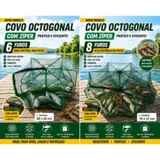 Covo de Pesca Octogonal Dobrável com Zíper Portátil Novo Modelo Alta Captura