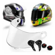Viseira Capacete Fw3 Gt Ls2 Ff358 Cristal + Kit Reparo Botão