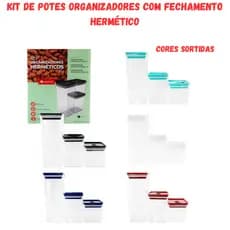 Kit Potes Organizadores Tampa Vedação Hermético Dubai 5 Litros Cores Sortidas Mantimentos Empilhavel
