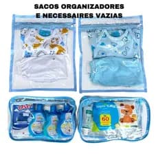 KIT ORGANIZADORES 2 NECESSAIRES 23X15 - 2 SACOS MATERNIDADE BOLSA MAMAE BEBE ORGANIZADOR FRALDA LENÇO