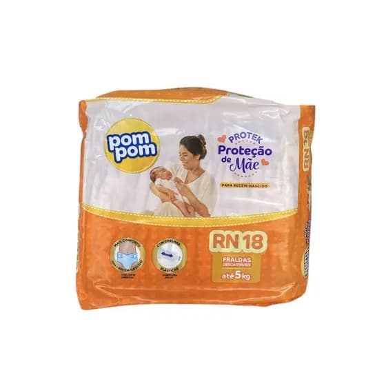 FRALDA RN C/18 PROTEK PROTEÇÃO MÃE POM POM