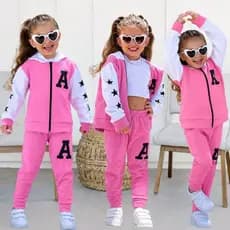 Conjunto Infantil Menina Moletom Flanelado Capuz Zíper Quentinho Blusa e Calça Veste Do 1 ao 10 Anos