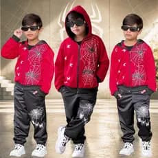 Conjunto Infantil Masculino Homem Aranha Zíper Capuz Chimpa Peluciado Quentinho Veste Do 4 Ao 10Anos