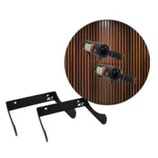 Suporte de Parede Preto para Garrafa de Vinho -  (Kit Com 2 Suportes)