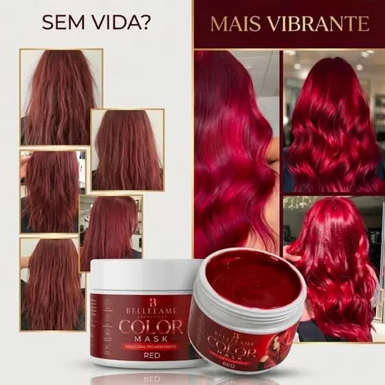 Tonalizante Vermelho Cereja - S/ Amônia - Resultado 100% Natural Belleame 300g