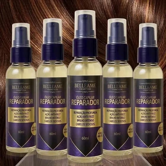 5 UNIDADES Óleo Capilar Reparador Belleame 60ml (EMBALAGEM NOVA)