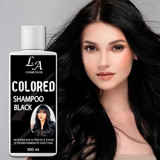 Shampoo Tonalizante Preto Intenso - S/ Amônia - Resultado 100% Natural La cosméticos 300ml