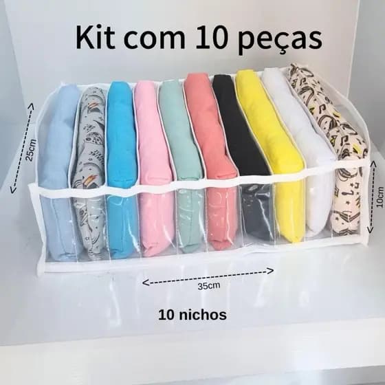 Kit 10 Colmeia Organizadora para Camisetas/cueiros e mantas de bebê 10x25x35cm (G) - ORGANIZALUX