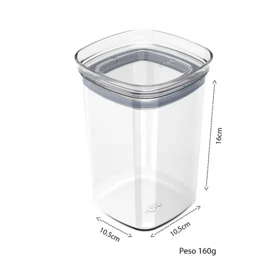 Pote Hermético Organizador alimentos cozinha Block 1 Litro Transparente OB200 Premium Marca - OU
