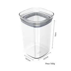 Pote Hermético Organizador alimentos cozinha Block 1 Litro Transparente OB200 Premium Marca - OU