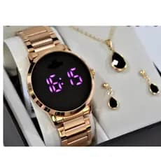 Relogio Digital Aço Inox Feminino Dourado 42342
