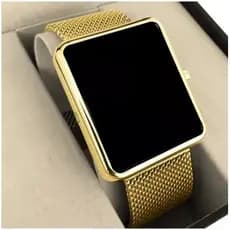 Relógio Feminino Unissex digital Led Quadrado Sports Watch Tendência Moda Dourado Rose 342