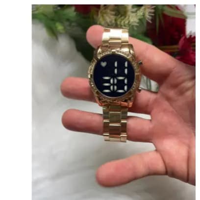 Relogio Feminino Dourado Rose Prata Digital Luxo Prova de agua  2342