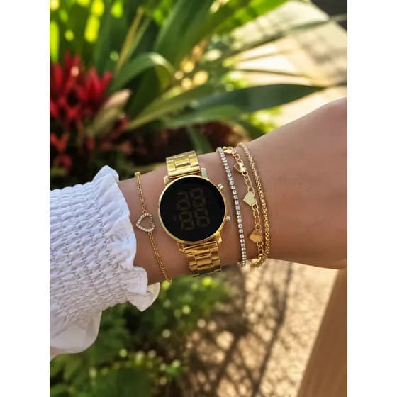 Relogio Touch Rose Dourado Feminino 32424