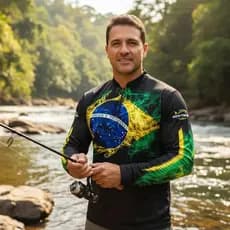 Camisa Camiseta Blusa Unissex Pesca Trilha Praia Brasil Patriota Agro New Fisher com Proteção UV50