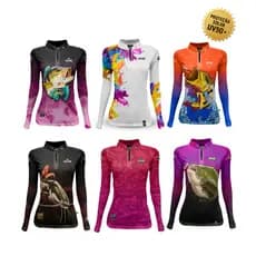 Camisa Camiseta Blusa de Pesca Feminina c/ Proteção Solar KING - Modelos Novos - Escolha Estampa