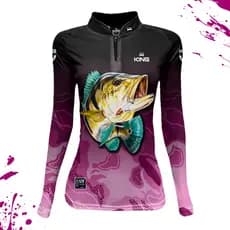 Camisa Blusa de Pesca Feminina King Brasil Tucunare Pink  Proteção UV50 Acinturada- Lançamento
