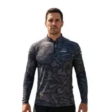 Camisa Camiseta Blusa de Pesca Caça Selva Bike Praia Camuflado Cinza com Proteção Uv50 King Brasil