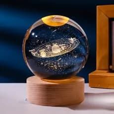 Luminária Bola Esfera Cristal De Mesa Planeta Terra Galáxia Sistema Solar
