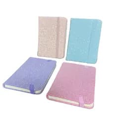 Caderno Pautado 14x9 CM Com Brilho Purpurina Bloco de Anotações para Escola 80 Folhas
