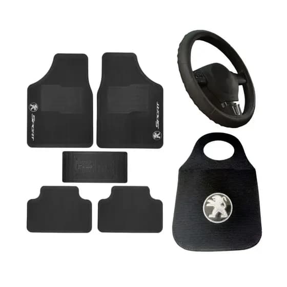 Kit Tapete Para Carro + Lixinho Automotivo + Capa De Volante Peugeot