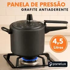 Panela De Pressão Grafite Fechamento Interno Cinza Antiaderente 4,5L Panelux Envio Imeditato