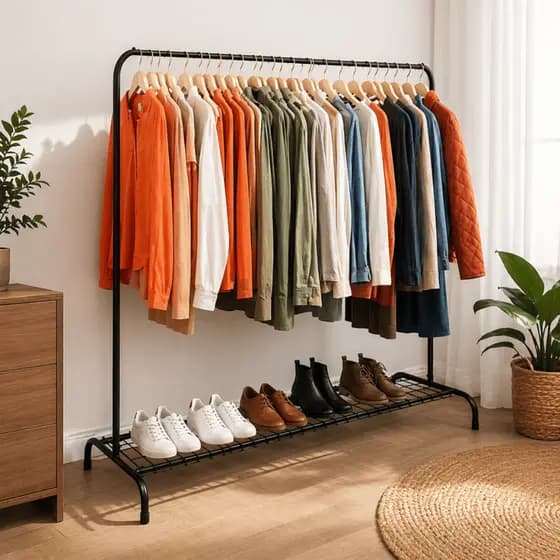 Arara Cabideiro Organizador Para Roupas Sapateira em Aço De Chão Para Loja Quarto Resistente 1,5m