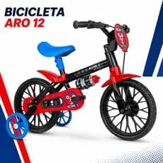 Bicicleta Infantil Menino Aro 12 Com Rodinha Mechanic Nathor 3 A 5 Anos Banco Altura Regulavel