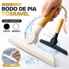 Rodo de Pia Dobrável de Silicone Cabo Bambu Rodinho Cozinha Bancada Vidro Oikos Envio Imediato