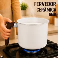 Fervedor Leiteira Fogão Gás Cerâmica 1,7L Antiaderente Grande Caneca Alça Madeira Canecão Envio Imediato