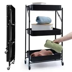 Carrinho Multiuso Dobravel Organizador 3 Prateleiras Reforçado De Ferro Envio Imediato