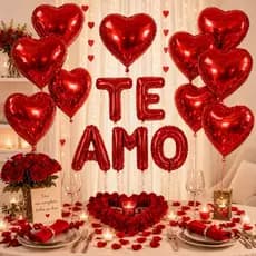 Kit Decoração Surpresa Romântica 10 Balão Coração Te Amo Dia dos Namorados