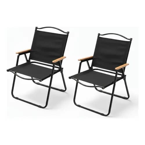 Cadeira Camping Dobrável Leve  - Suporta Até 150kg Preto