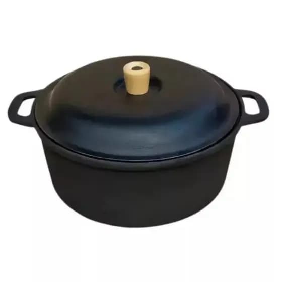 CAÇAROLA DE FERRO 30cm ALÇA FIXA COM TAMPA DE FERRO 30cm