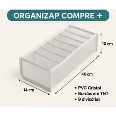 Kit com 3 Colmeias Organizadoras de Gavetas com 9 Divisórias – PVC e TNT – 40x14x10cm