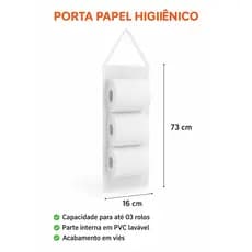Suporte para Papel Higiênico 3 rolos em PVC Transparente com Viés