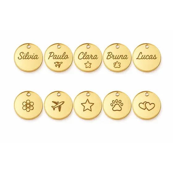 Tag Premium Acrílico Espelhado Personalizada – Dourado, Prata e Rosê – Com ou Sem Furo