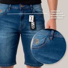Bermuda Jeans Masculino Elastano Skinny Confortável Moda Masculina