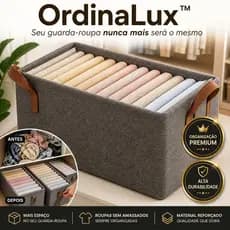 Organizador de Guarda Roupa Dobrável com Fundo Reforçado Multiuso para Roupas e Acessórios Cesto
