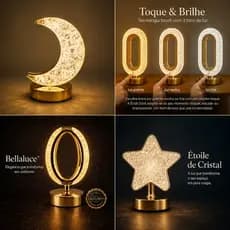 Luminaria Abajur Luminária Cabeceira Quarto Iluminação Retrô Cristal Led Touch Recarregável