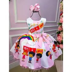 Vestido Tematicos Luxo Três Palavrinhas Infantil Juvenil Festa Casual Menina Dia a Dia Feminino Verão Elegante Aniversário Confortável Delicado Fofo Rodado Moderno Princesa Luxo Sofisticado