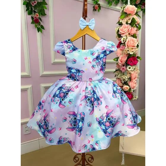 Vestido Delicado Tematicos Kids Stitch Lilas
