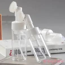 Frasco Pump Espumador Com Escova De Silicone Para Limpeza Facial Skin Care 130ml